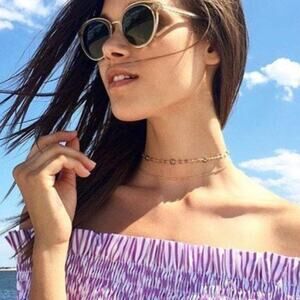 ela ray Diana Satellite Choker Necklace Pink Opal Pyrite 12"